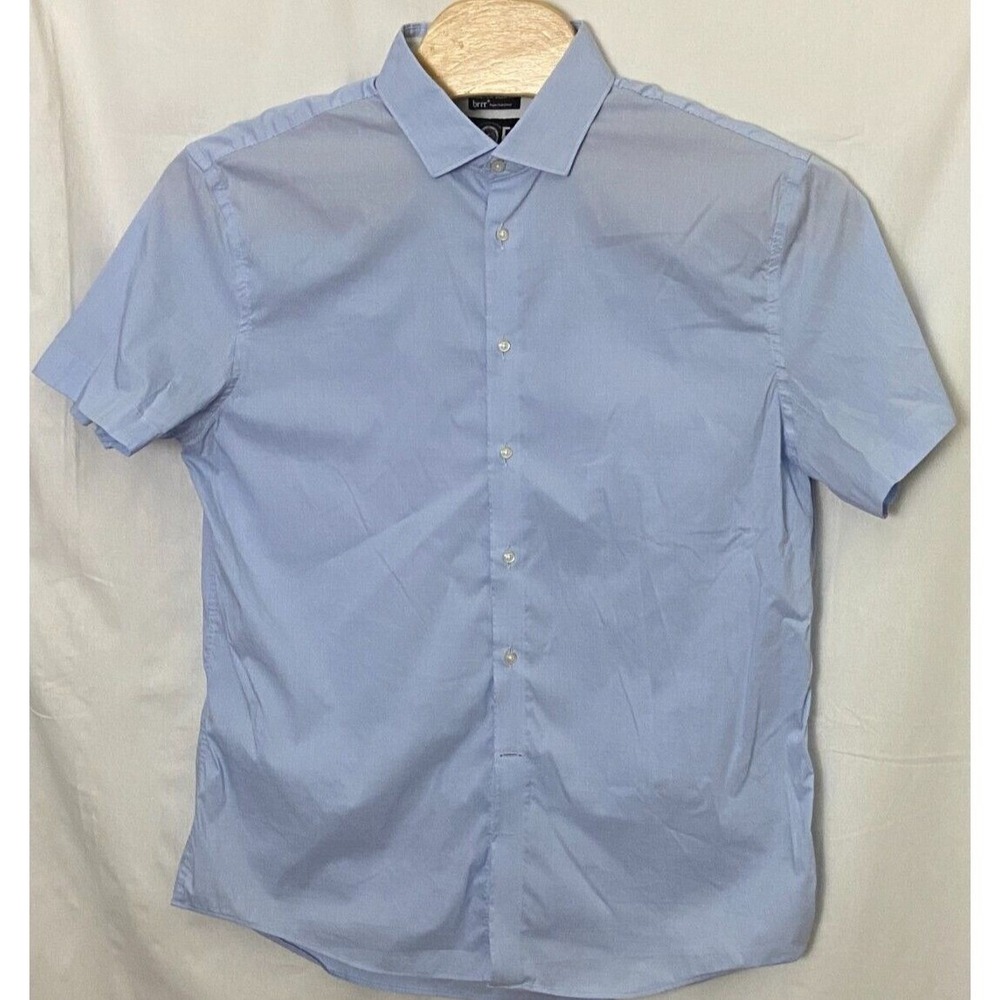 JOE Abboud Button Up Shirt Mens XL Tall Neck 18 Blue Stretch Slim Chill Brrr